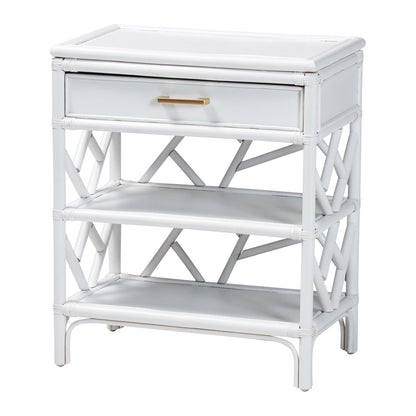 bali & pari - Daina Nightstand in White - WS118B-Medium Knob-White-Rattan-NS view 1
