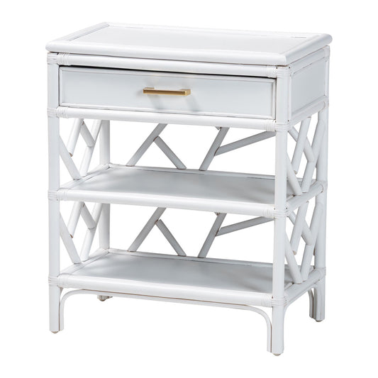 bali & pari - Daina Nightstand in White - WS118B-Medium Knob-White-Rattan-NS view 1