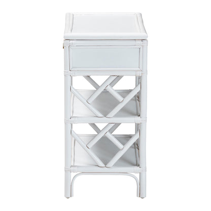 bali & pari - Daina Nightstand in White - WS118B-Medium Knob-White-Rattan-NS view 4