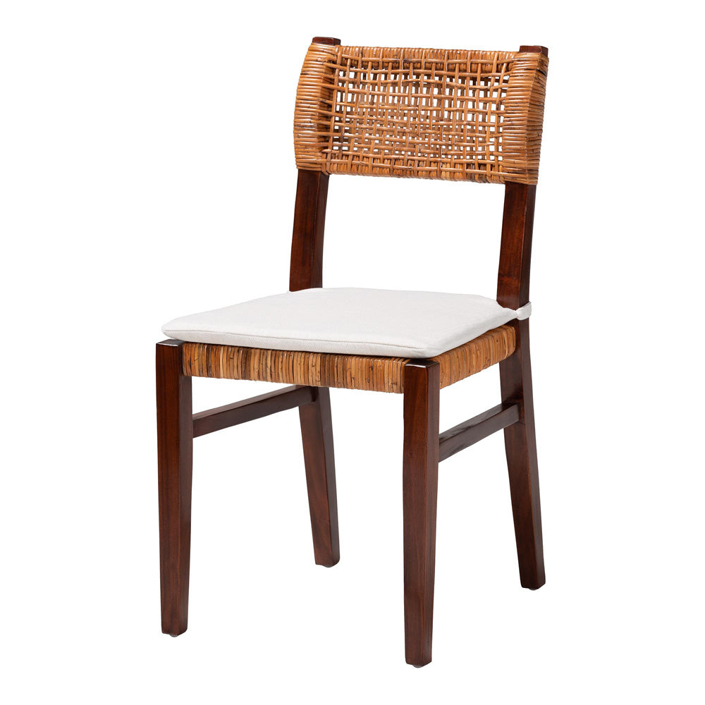bali & pari - Dameka Dining Chair in Honey/White/Dark Brown - MD-39656 Afzal-Brown/Rattan Honey-DC view 1