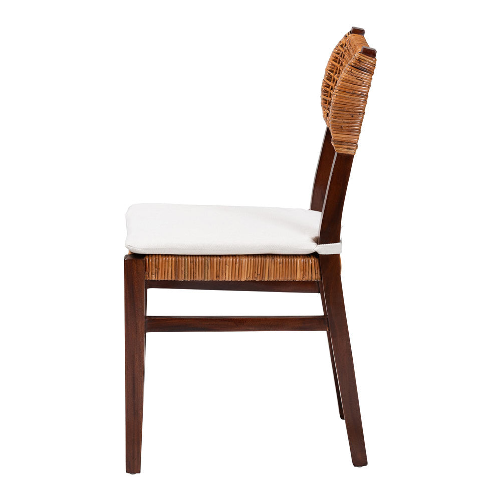 bali & pari - Dameka Dining Chair in Honey/White/Dark Brown - MD-39656 Afzal-Brown/Rattan Honey-DC view 3