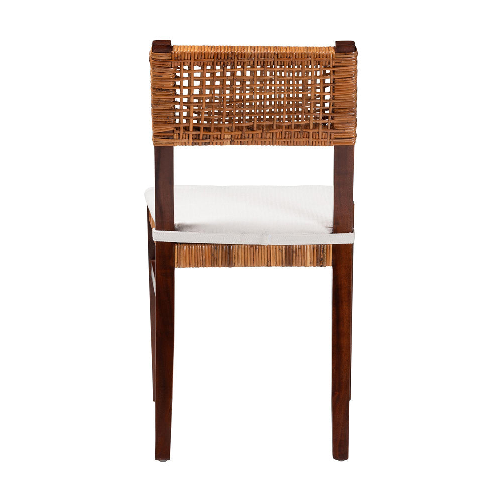 bali & pari - Dameka Dining Chair in Honey/White/Dark Brown - MD-39656 Afzal-Brown/Rattan Honey-DC view 4