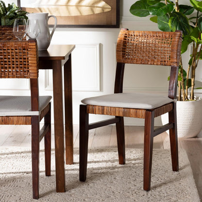 bali & pari - Dameka Dining Chair in Honey/White/Dark Brown - MD-39656 Afzal-Brown/Rattan Honey-DC view 8