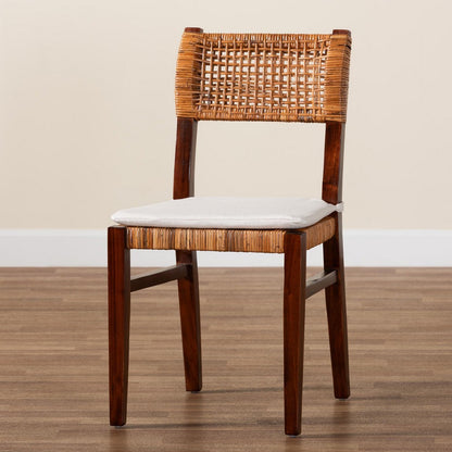 bali & pari - Dameka Dining Chair in Honey/White/Dark Brown - MD-39656 Afzal-Brown/Rattan Honey-DC view 9