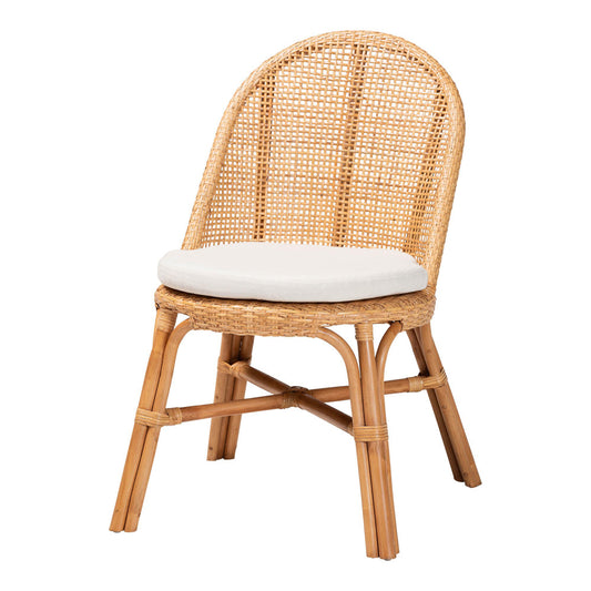 bali & pari - Daniela Dining Chair in Light Honey/White - Daniela-Light Honey Rattan Cushioned-DC view 1