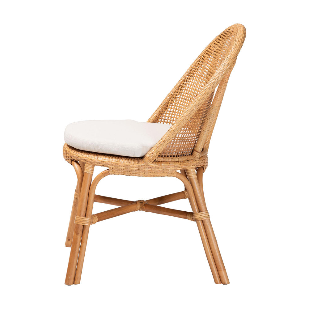 bali & pari - Daniela Dining Chair in Light Honey/White - Daniela-Light Honey Rattan Cushioned-DC view 3