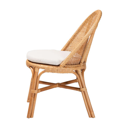 bali & pari - Daniela Dining Chair in Light Honey/White - Daniela-Light Honey Rattan Cushioned-DC view 3