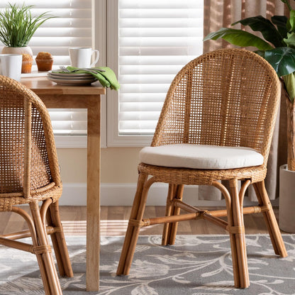 bali & pari - Daniela Dining Chair in Light Honey/White - Daniela-Light Honey Rattan Cushioned-DC view 8