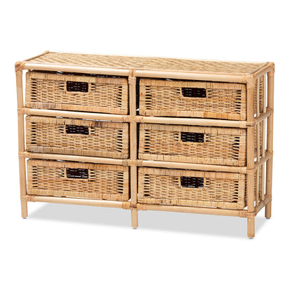 bali & pari - Dariana Storage Cabinet in Natural Brown - RBS018-Rattan-6DW-Cabinet view 1