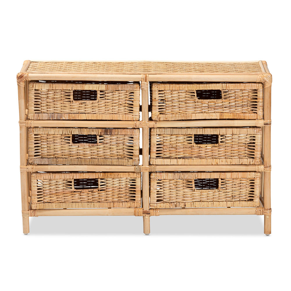 bali & pari - Dariana Storage Cabinet in Natural Brown - RBS018-Rattan-6DW-Cabinet view 3