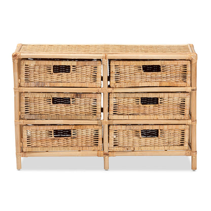 bali & pari - Dariana Storage Cabinet in Natural Brown - RBS018-Rattan-6DW-Cabinet view 3