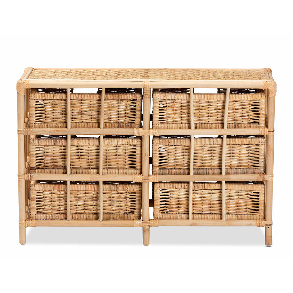 bali & pari - Dariana Storage Cabinet in Natural Brown - RBS018-Rattan-6DW-Cabinet view 5