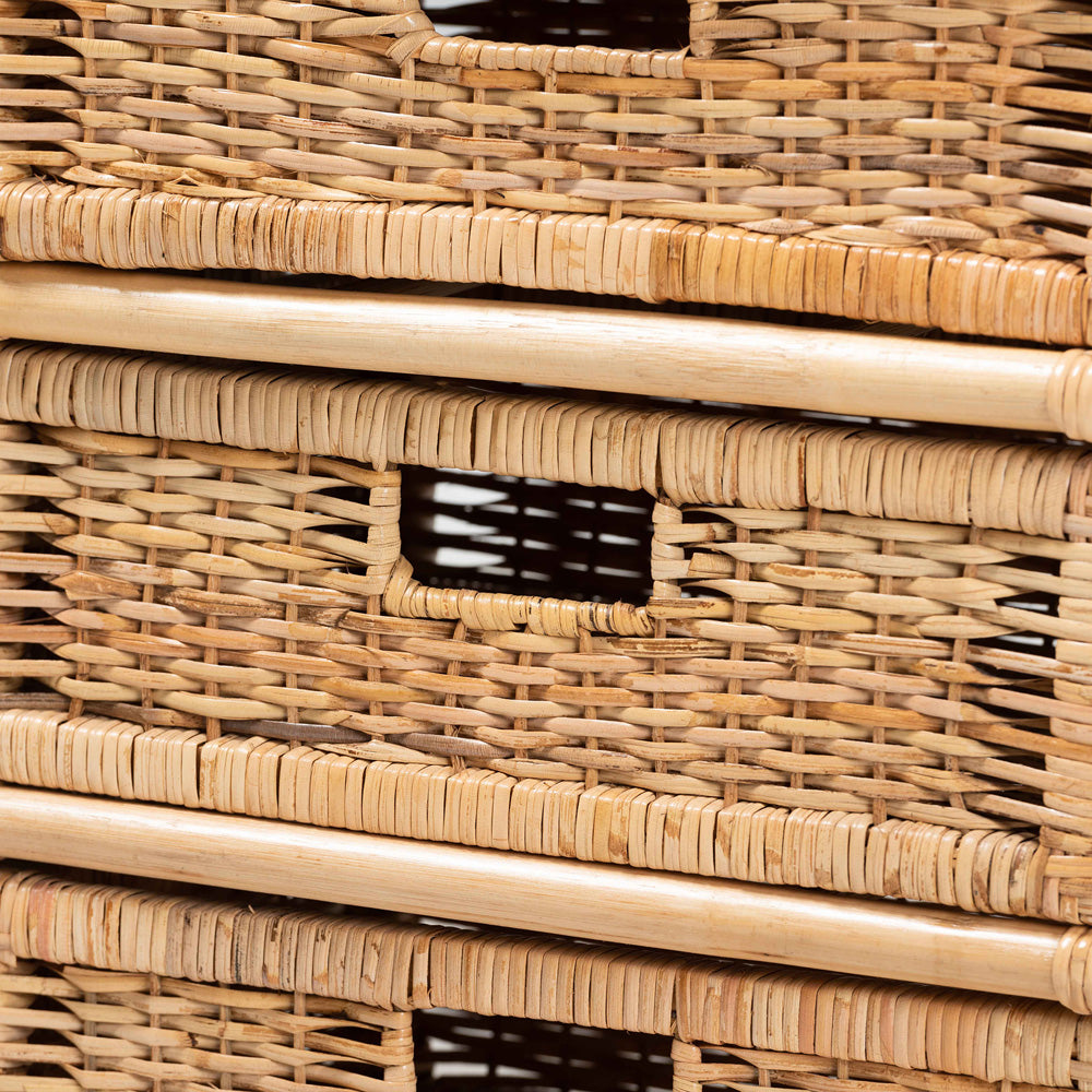 bali & pari - Dariana Storage Cabinet in Natural Brown - RBS018-Rattan-6DW-Cabinet view 6
