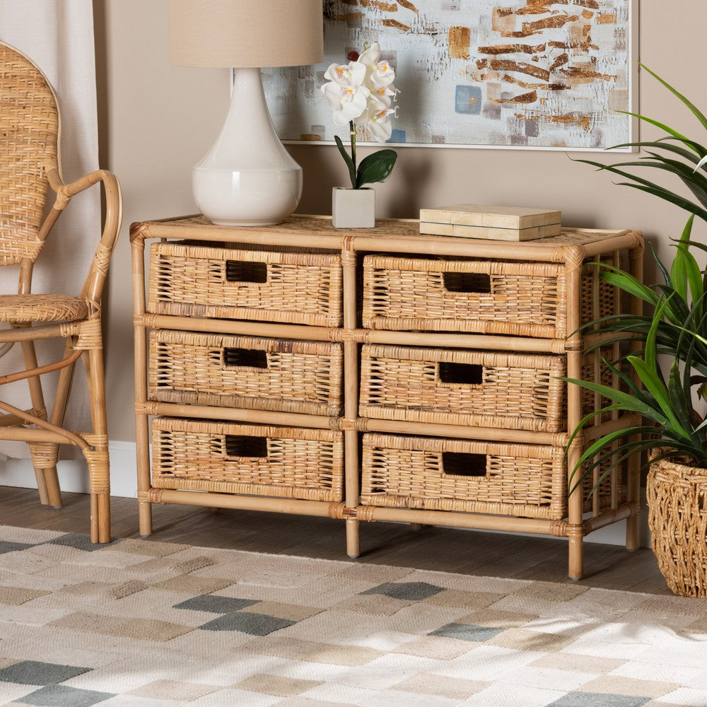 bali & pari - Dariana Storage Cabinet in Natural Brown - RBS018-Rattan-6DW-Cabinet view 9