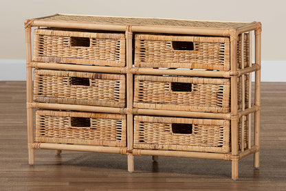 bali & pari - Dariana Storage Cabinet in Natural Brown - RBS018-Rattan-6DW-Cabinet view 10