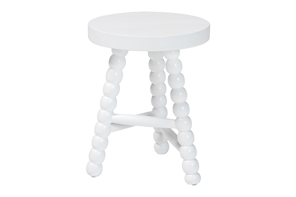 bali & pari - David Accent Stool - David-White Wooden-Stool view 1