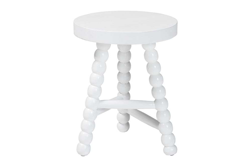 bali & pari - David Accent Stool - David-White Wooden-Stool view 2