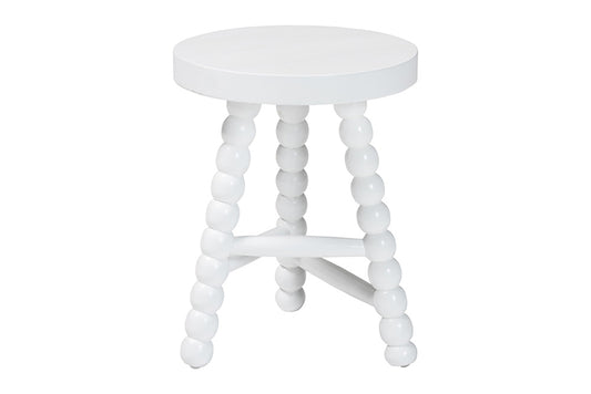 bali & pari - David Accent Stool - David-White Wooden-Stool view 2