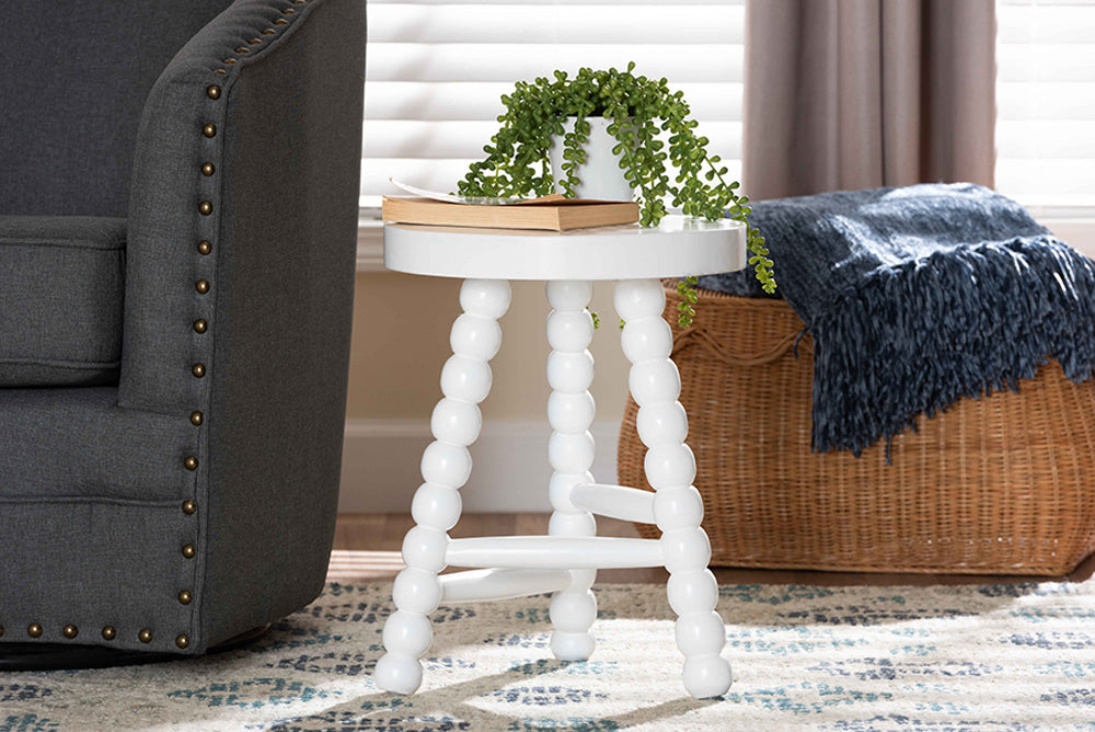 bali & pari - David Accent Stool - David-White Wooden-Stool view 5