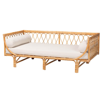 bali & pari - Davida Daybed in White/Natural Brown - DCWH10012-Light Honey Rattan-Aliki Daybed view 1