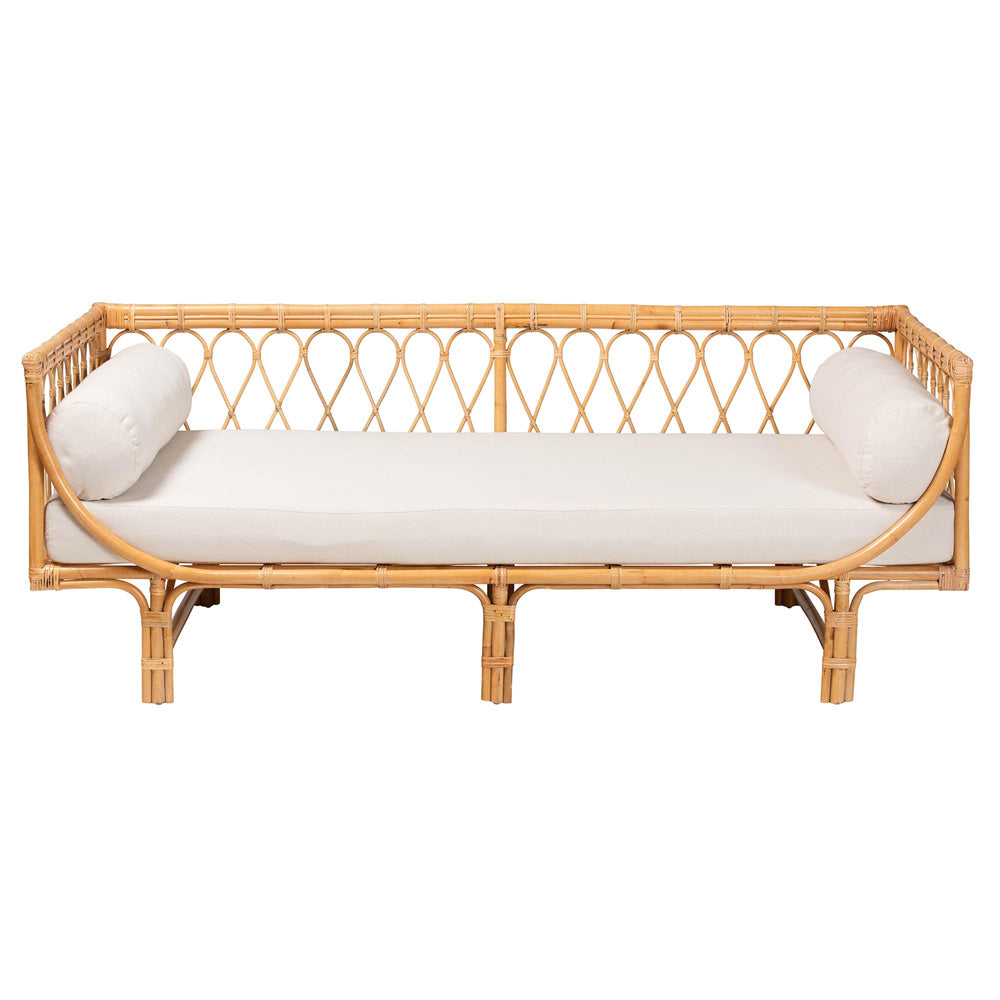 bali & pari - Davida Daybed in White/Natural Brown - DCWH10012-Light Honey Rattan-Aliki Daybed view 2