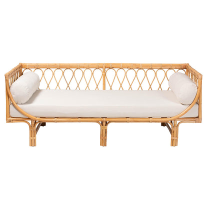 bali & pari - Davida Daybed in White/Natural Brown - DCWH10012-Light Honey Rattan-Aliki Daybed view 2