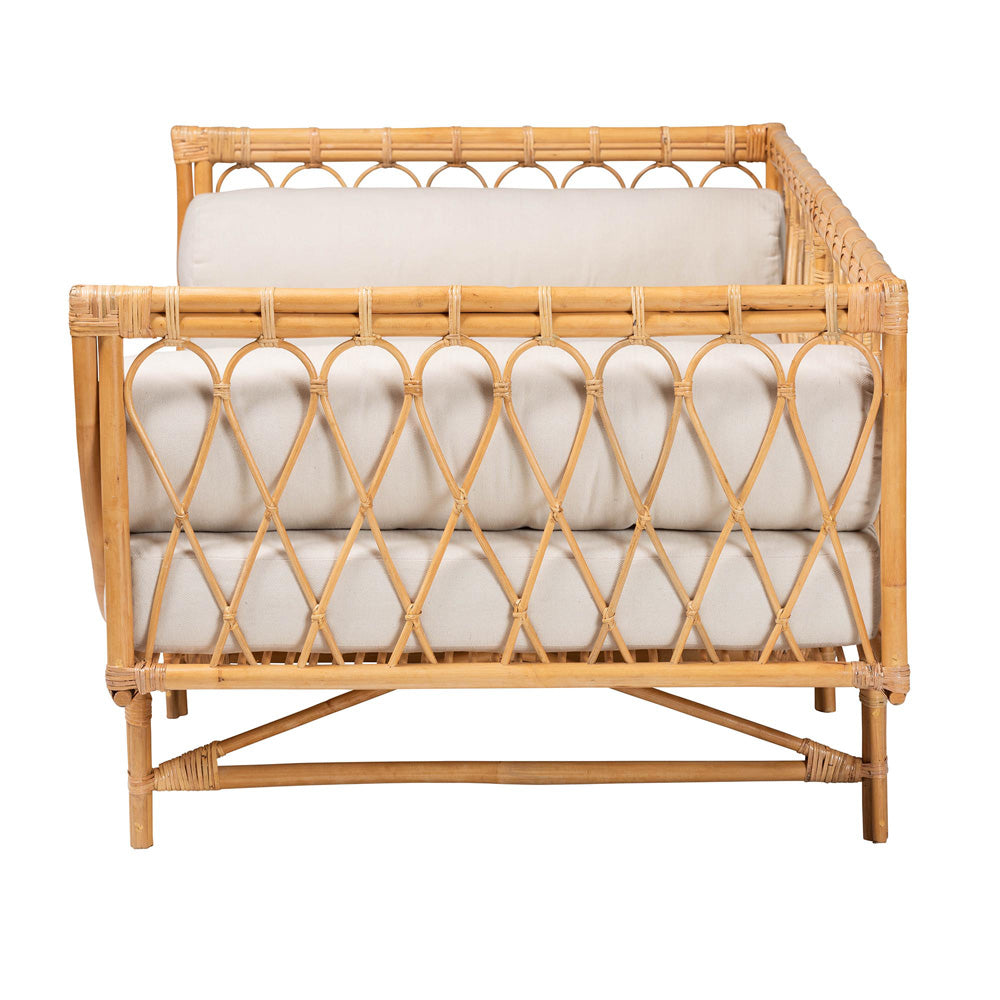 bali & pari - Davida Daybed in White/Natural Brown - DCWH10012-Light Honey Rattan-Aliki Daybed view 3