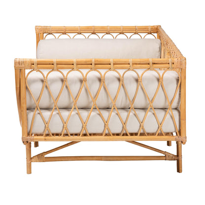 bali & pari - Davida Daybed in White/Natural Brown - DCWH10012-Light Honey Rattan-Aliki Daybed view 3