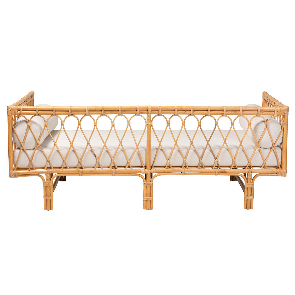 bali & pari - Davida Daybed in White/Natural Brown - DCWH10012-Light Honey Rattan-Aliki Daybed view 4