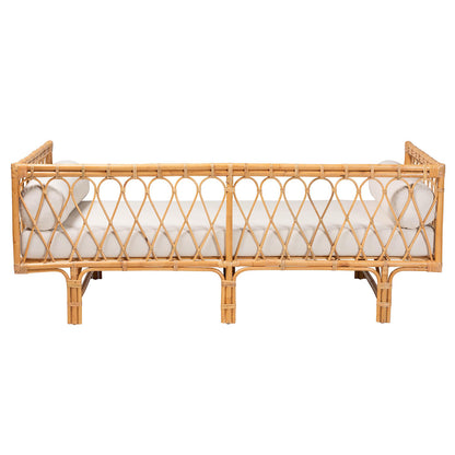 bali & pari - Davida Daybed in White/Natural Brown - DCWH10012-Light Honey Rattan-Aliki Daybed view 4