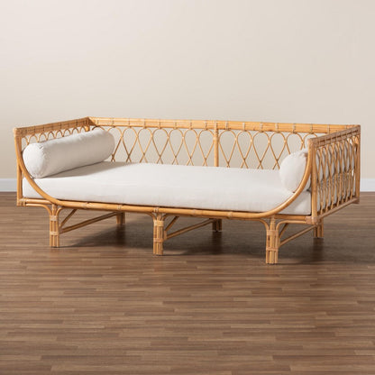 bali & pari - Davida Daybed in White/Natural Brown - DCWH10012-Light Honey Rattan-Aliki Daybed view 8