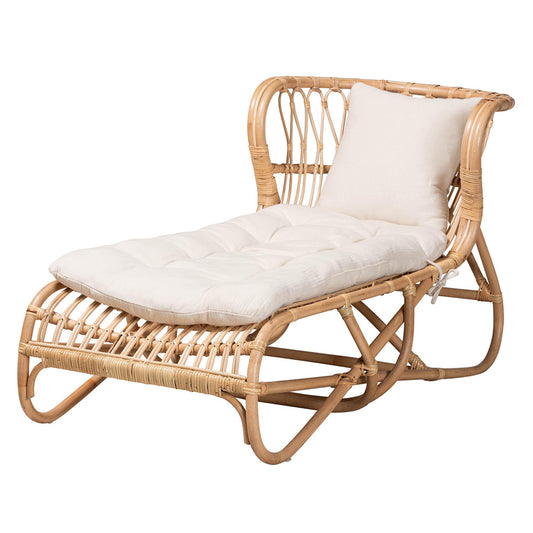 bali & pari - Delara Chaise in White/Natural Brown - DC8029-Rattan-Chaise view 1