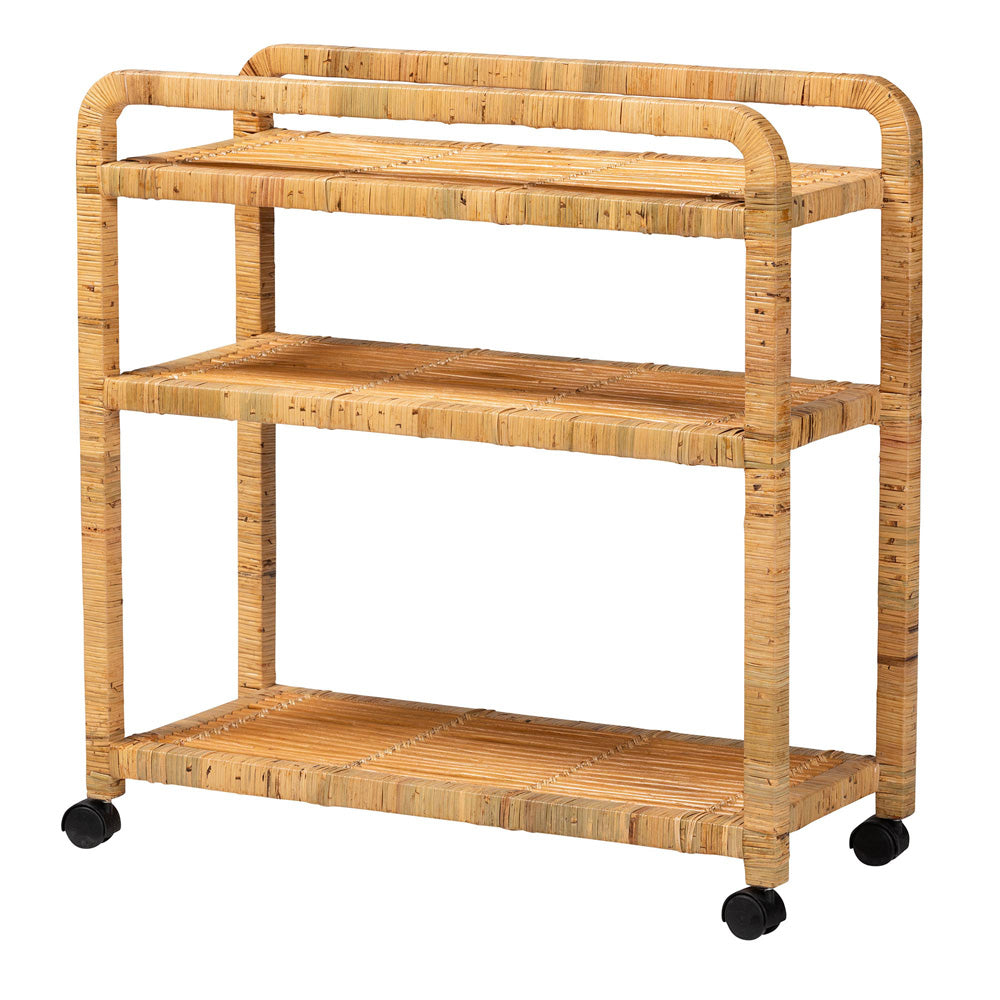 bali & pari - Delphine Cart in Natural Brown - DCWH10013-Maia-Natural Rattan-Cart view 1