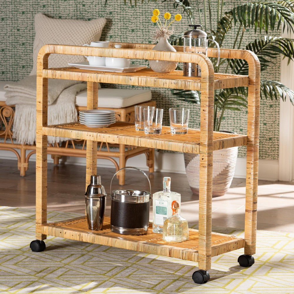 bali & pari - Delphine Cart in Natural Brown - DCWH10013-Maia-Natural Rattan-Cart view 7