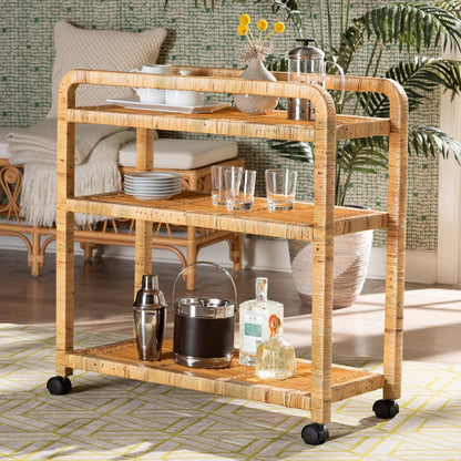 bali & pari - Delphine Cart in Natural Brown - DCWH10013-Maia-Natural Rattan-Cart view 7