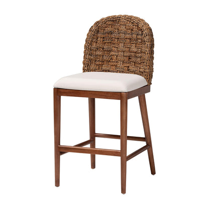 bali & pari - Denver Counter Stool in White/Walnut Brown - Denver-Wood/Banana Leaf-CS view 1