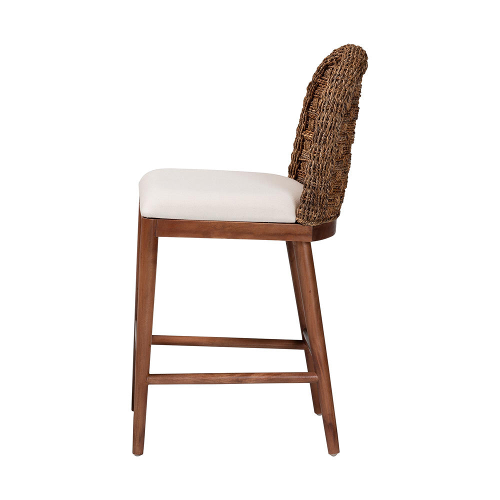 bali & pari - Denver Counter Stool in White/Walnut Brown - Denver-Wood/Banana Leaf-CS view 4
