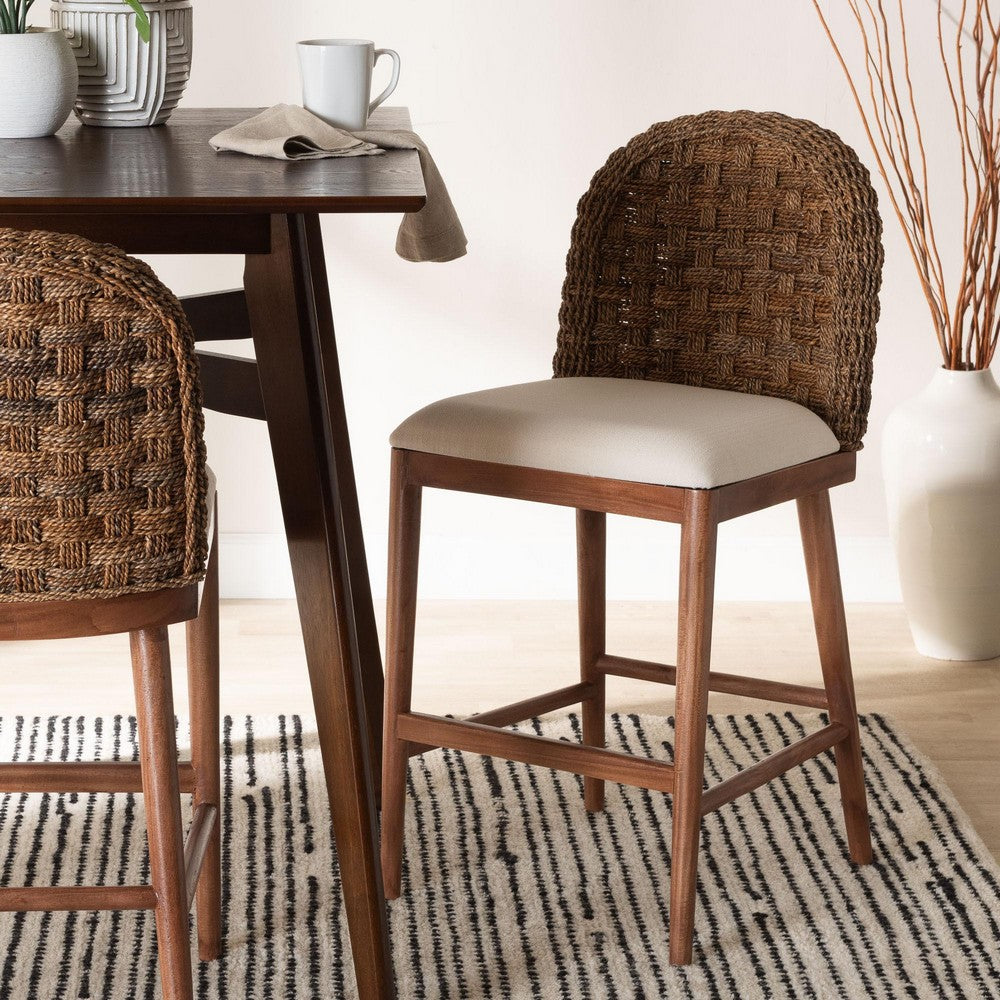 bali & pari - Denver Counter Stool in White/Walnut Brown - Denver-Wood/Banana Leaf-CS view 8