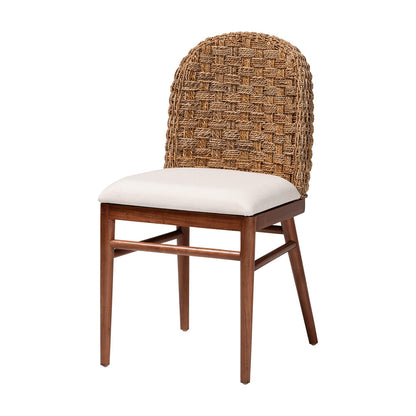bali & pari - Denver Dining Chair in White/Walnut Brown - Denver-Wood/Banana Leaf-DC view 1