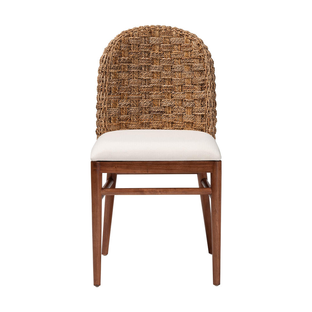 bali & pari - Denver Dining Chair in White/Walnut Brown - Denver-Wood/Banana Leaf-DC view 2