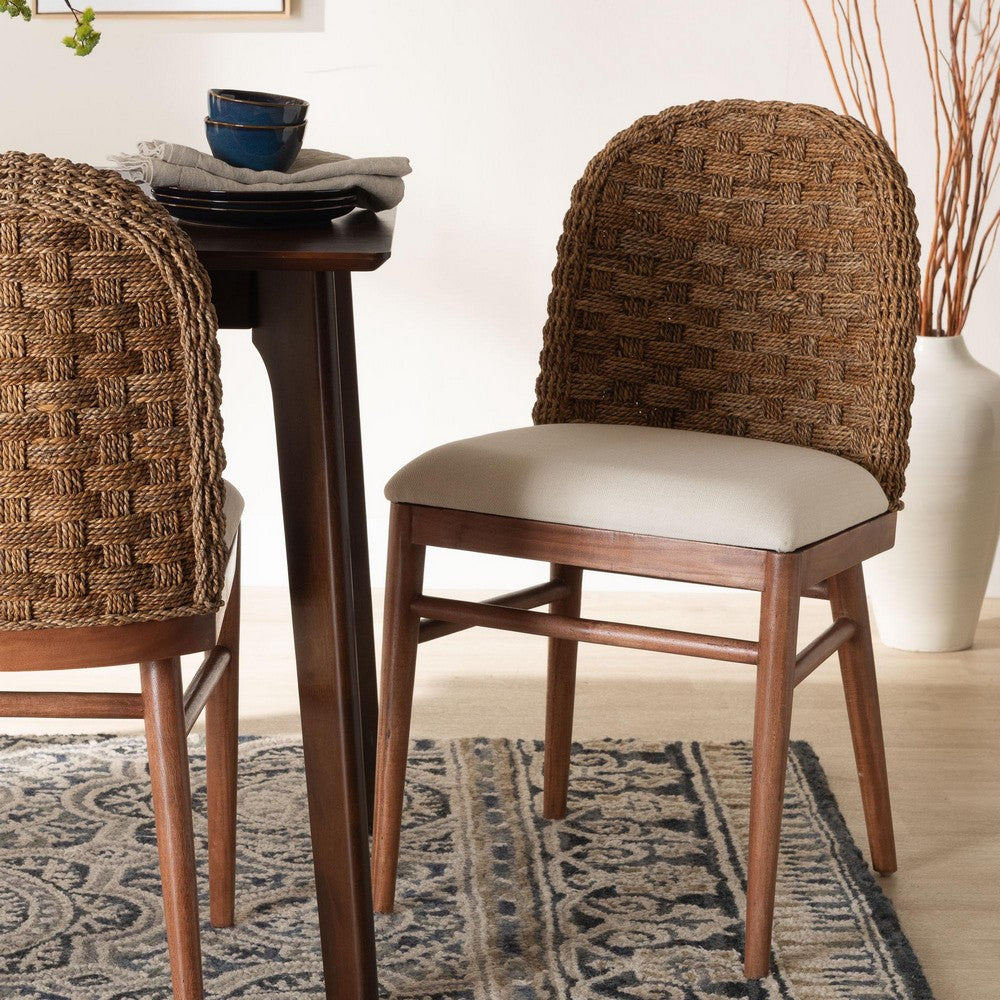 bali & pari - Denver Dining Chair in White/Walnut Brown - Denver-Wood/Banana Leaf-DC view 8