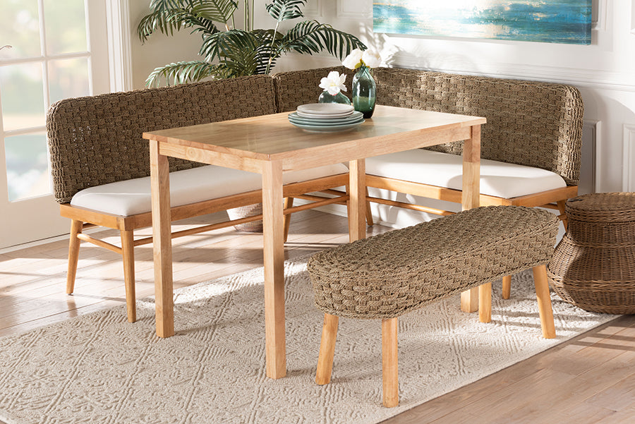 bali & pari - Denver Dining Set in Brown/White/Natural - Denver-Natural Seagrass-4PC Dining Set view 10