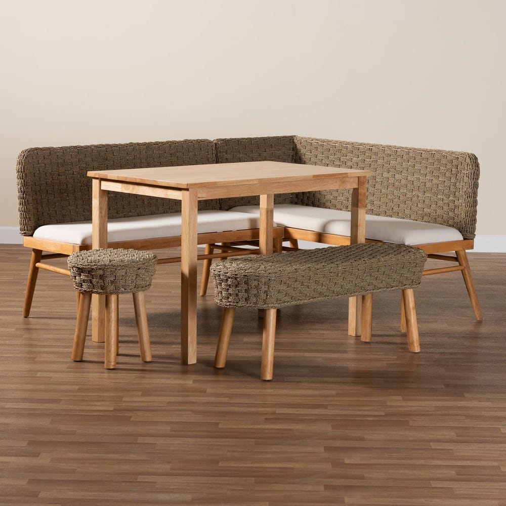 bali & pari - Denver Dining Set in Brown/White/Natural - Denver-Natural Seagrass-5PC Dining Set view 12