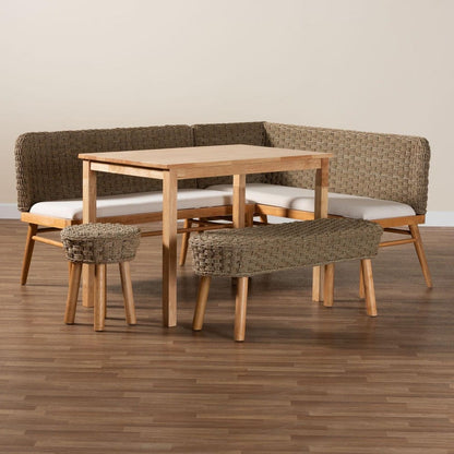 bali & pari - Denver Dining Set in Brown/White/Natural - Denver-Natural Seagrass-5PC Dining Set view 12