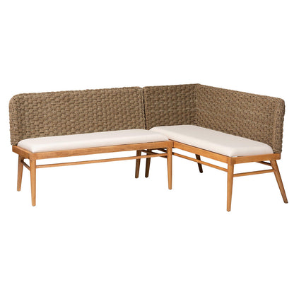 bali & pari - Denver Dining Set in Brown/White/Natural - Denver-Natural Seagrass with backs-2PC Bench Set view 1