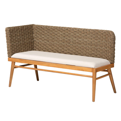 bali & pari - Denver Dining Set in Brown/White/Natural - Denver-Natural Seagrass with backs-2PC Bench Set view 3
