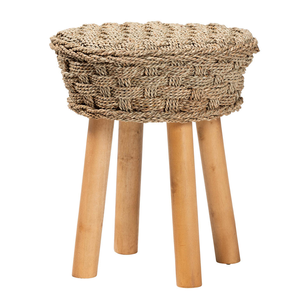 bali & pari - Denver Stool in Light Brown/Natural Brown - Denver-Natural Seagrass-Stool view 1
