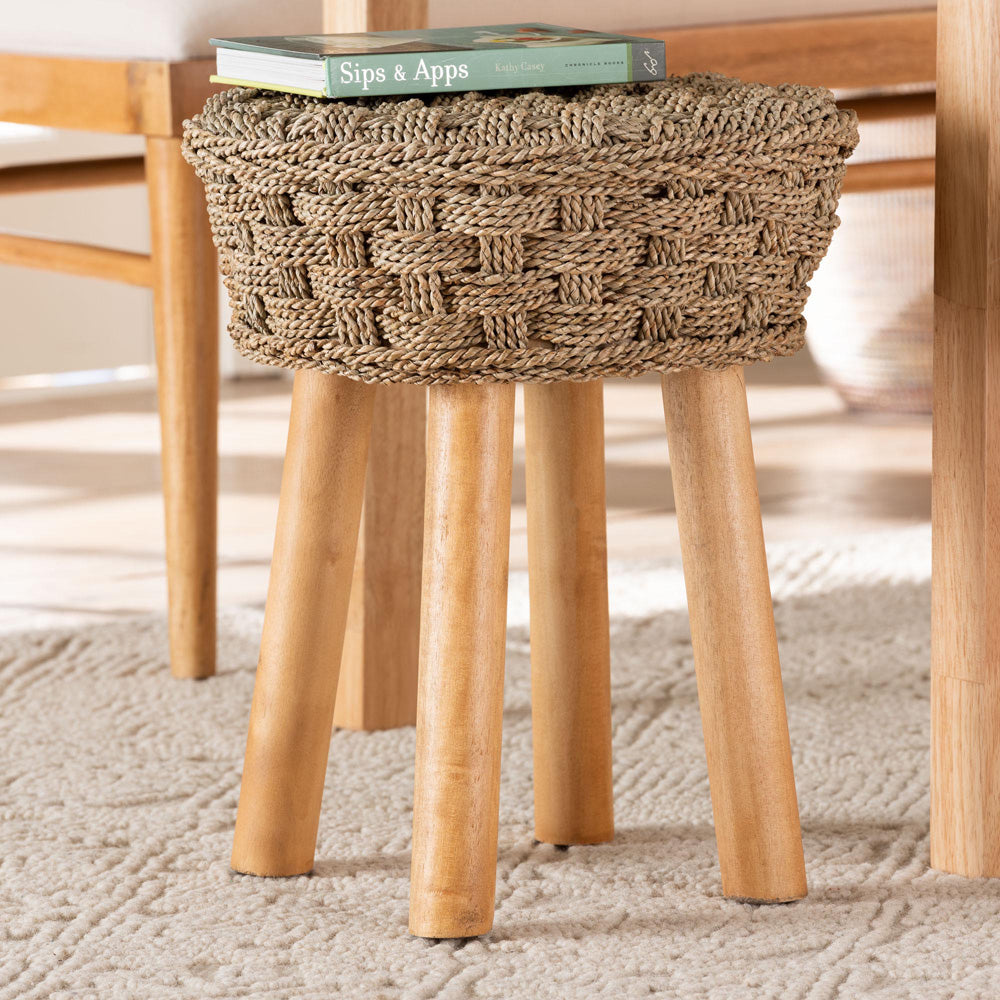 bali & pari - Denver Stool in Light Brown/Natural Brown - Denver-Natural Seagrass-Stool view 6