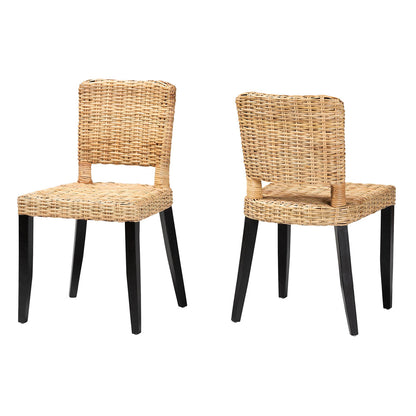 bali & pari - Dermot Set of 2 Dining Chairs in Dark Brown/Natural Brown - MD39507-Mango Wood-DC view 1