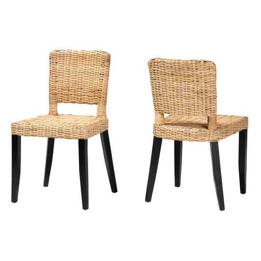 bali & pari - Dermot Set of 2 Dining Chairs in Dark Brown/Natural Brown - MD39507-Mango Wood-DC view 1